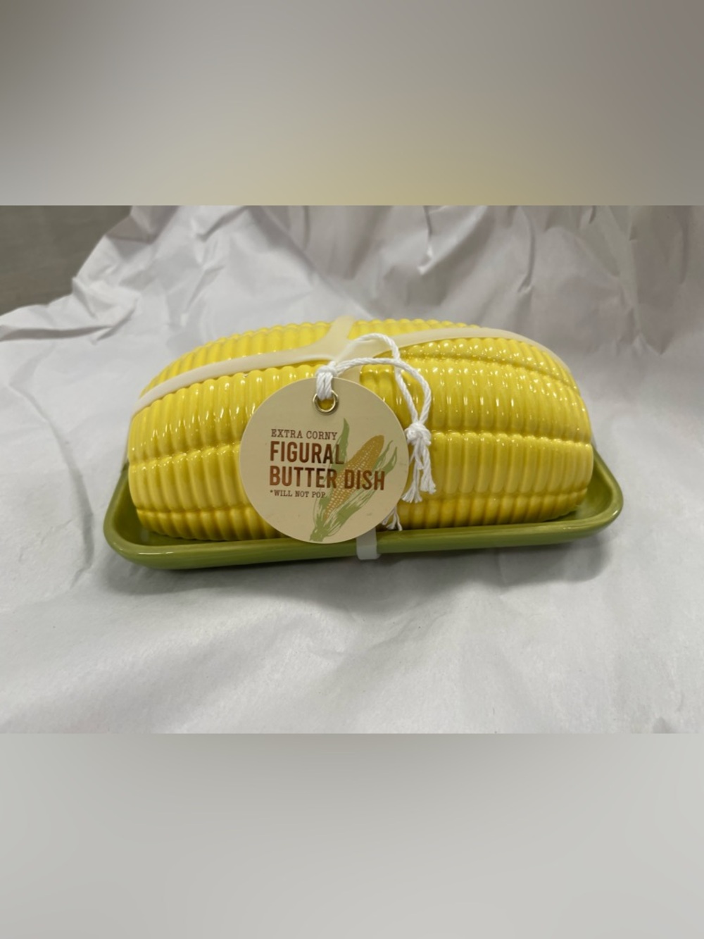 Corn on the cob figural covered butter dish - Brand new - LAST ONE